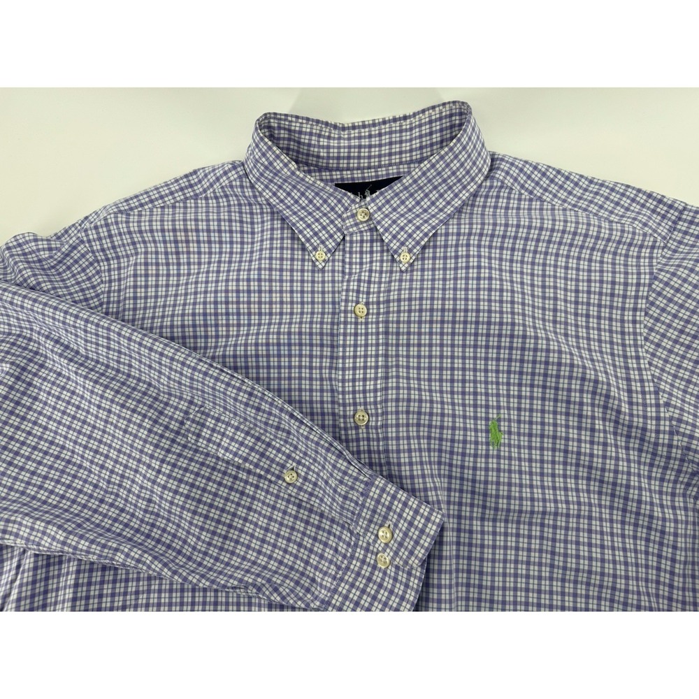 Ralph Lauren Men's‎ Button Up Size 17.5 34/35 Purple Plaid